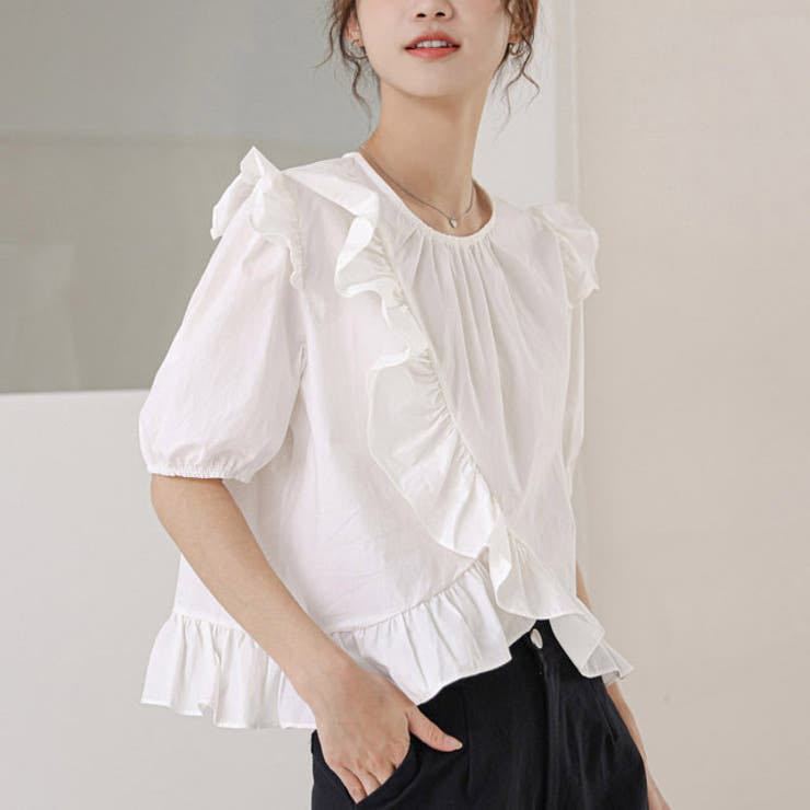 jemiremi アシンメトリーフリルブラウス ホワイト Mサイズ拍卖