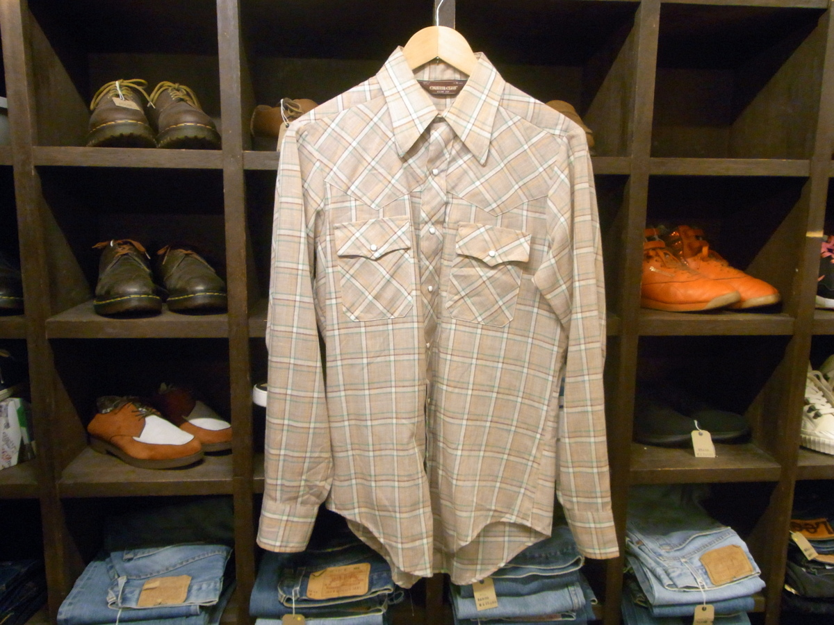 70S MADE IN USA CAREER CLUB WESTERN CHECK SHIRT SIZE M アメリカ製 キャリア クラブ ウエスタン チェック シャツ 長袖 ヴィンテージ拍卖