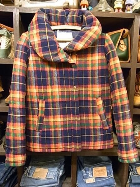 RODEO CROWNS ボリュームネック チェック柄 ウール 中綿ジャケット SIZE 2 ロデオクラウンズ拍卖