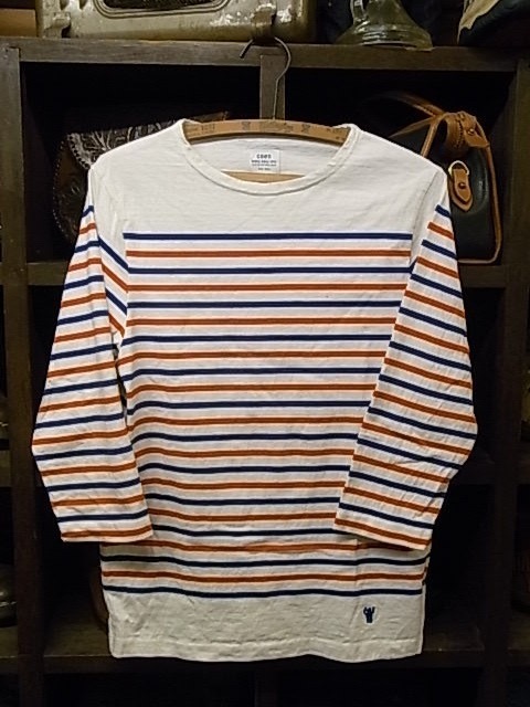 COEN STRYPE TREE QUARTER SLEEVE T-SHIRT SIZE S コーエン 七分袖 Tシャツ ボーダー ストライプ クマ トリコロールカラー拍卖