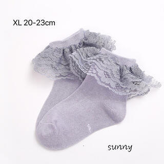 0550XL-4【1足組】レース 紫 フリル 靴下セット キッズソックス拍卖