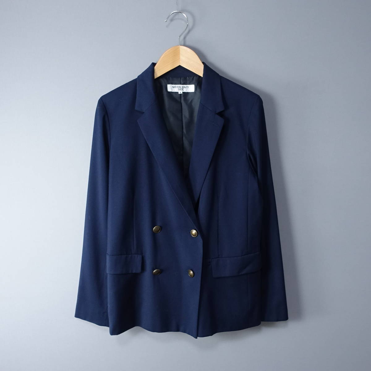 美品*NATURAL BEAUTY BASIC/ナチュラルビューティーベーシック/S/2Bジャケット/ダークネイビー/紺/レディース拍卖