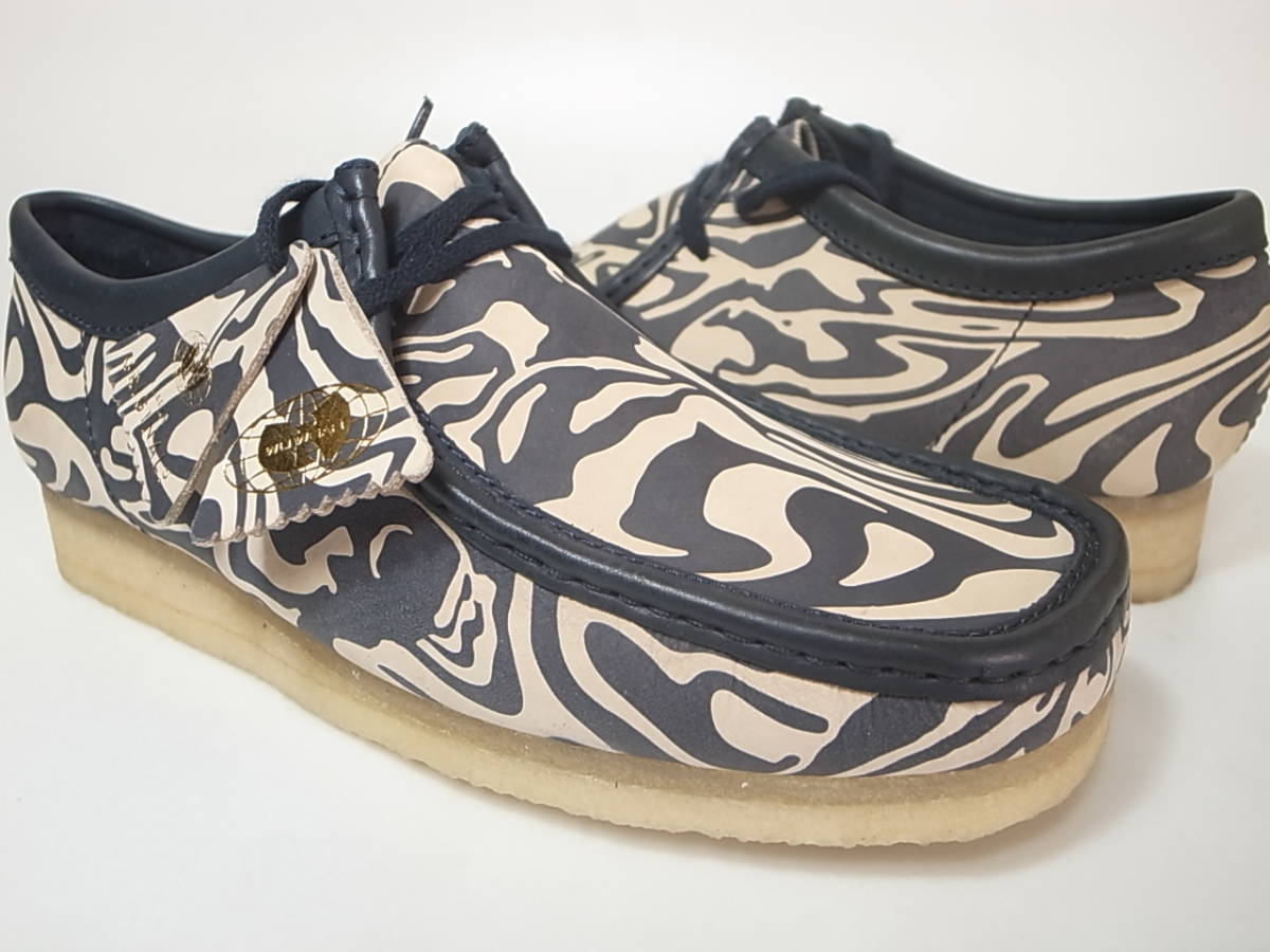 【送料無料 即決】Clarks Originals x Wu Wear 別注コラボ WallabeeWW Lo 25.5cmワラビーWu-Tang Clanウータンクラン限定ネイビー 試着のみ拍卖