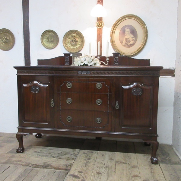 イギリス アンティーク 家具 サイドボード キャビネット クロウボウル 食器棚 飾り棚 収納 木製 英国 SIDEBOARD 6559c拍卖