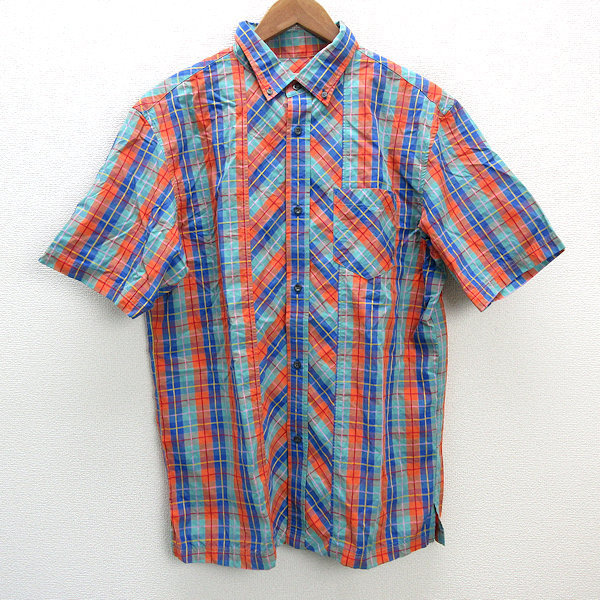 y■日本製■サンタフェ/SANTA FEボタンダウン 半袖シャツ■マルチ【 50 】MENS/レトロ/58【中古】拍卖