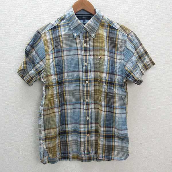 y■トミーヒルフィガー/TOMMY HILFIGERカスタムフィット半袖BDシャツ【メンズL】MENS/88【中古】拍卖