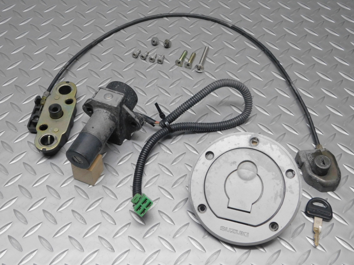 60 良好☆ GSX1100F GV72A 純正 キー シリンダー 3点 セット メイン タンクキャップ シートロック拍卖