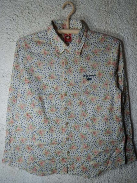 to5374 DRUG STORE’S ドラッグ ストアーズ 長袖 ドット 花柄 総柄 デザイン シャツ 腕まくりボタン付き 人気 送料格安拍卖