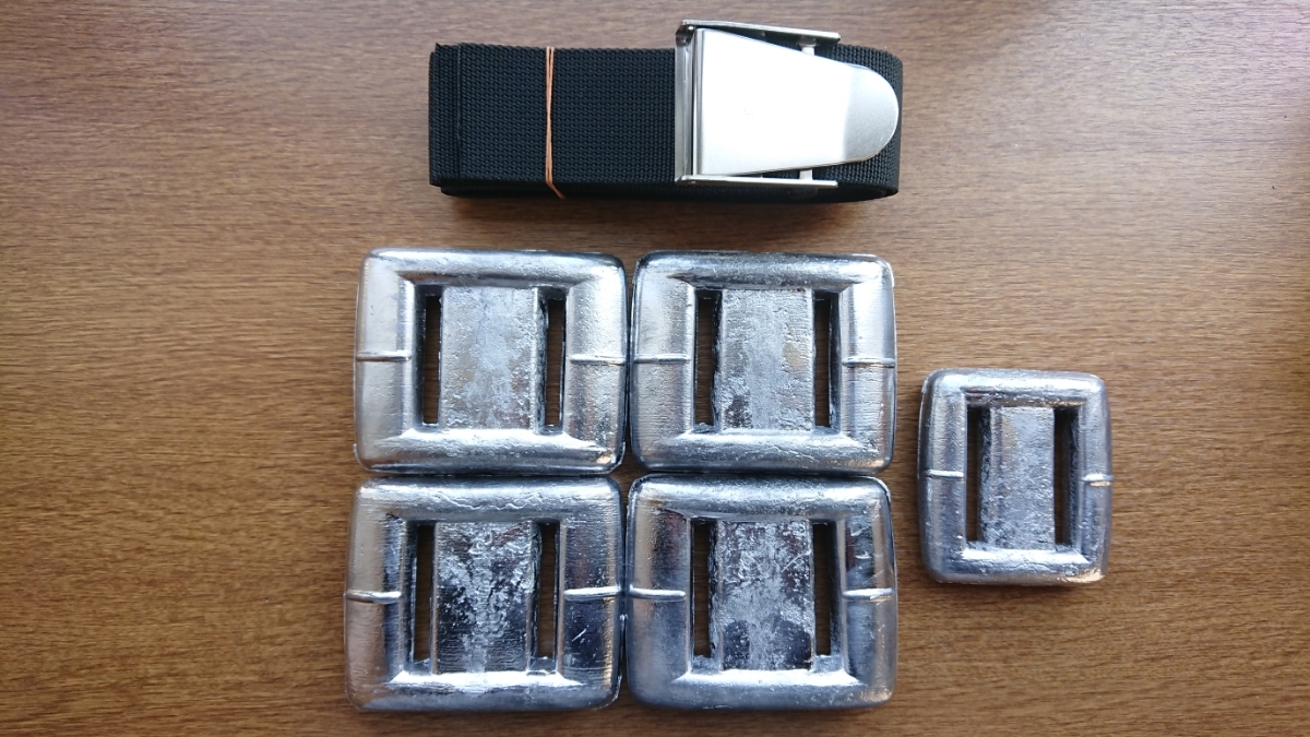新品 ダイビングウエイト9kg ベルトセット1kg×1 2kg×4 スキューバダイビング 鉛 錘拍卖