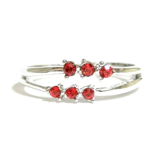 9号 ダブルライン スワロフスキークリスタル ルビー シルバー リング 指輪 ユニセックス 男女兼用 レディース メンズ拍卖