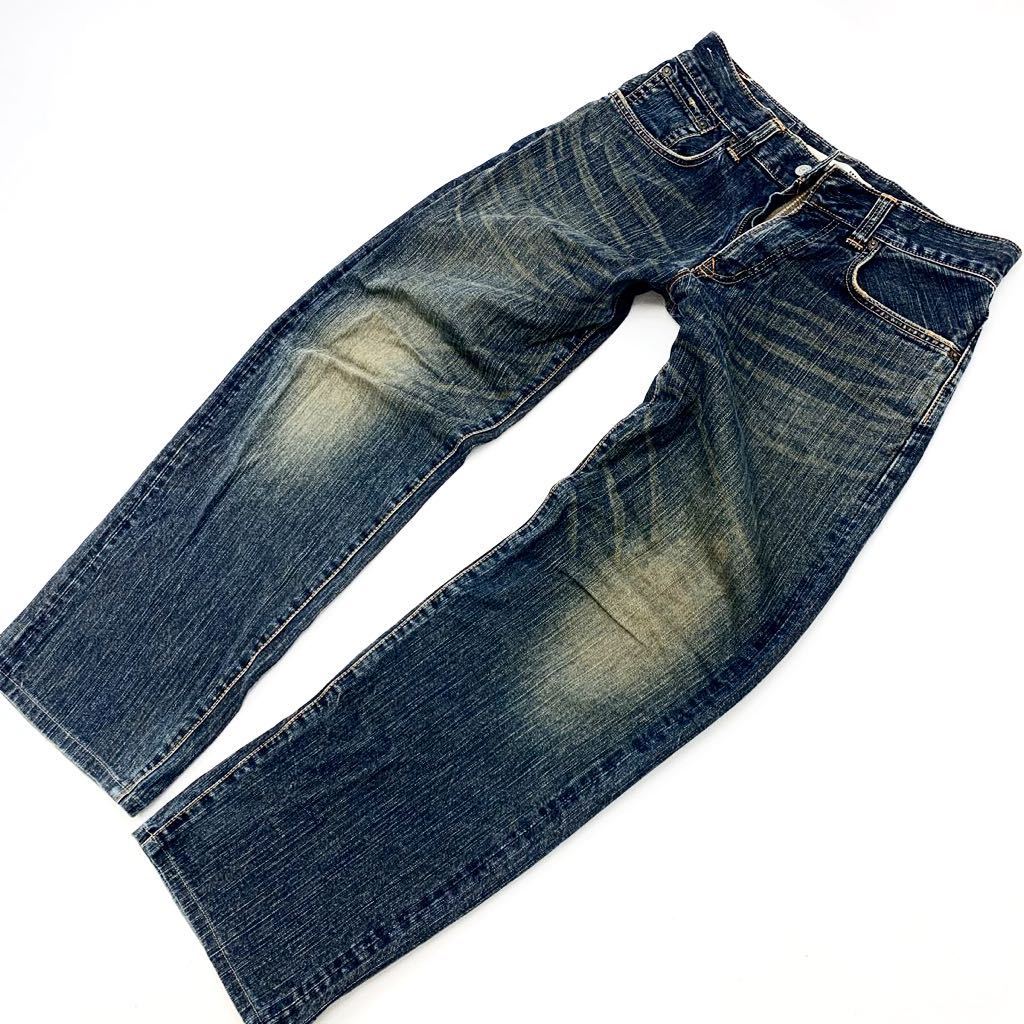 エドウィン EDWIN 405xv デニムパンツ ジーンズ ジーパン Gパン ストレート ブルーインディゴ ヒゲ 激色落ち 雰囲気良好 W29■Ja3326拍卖