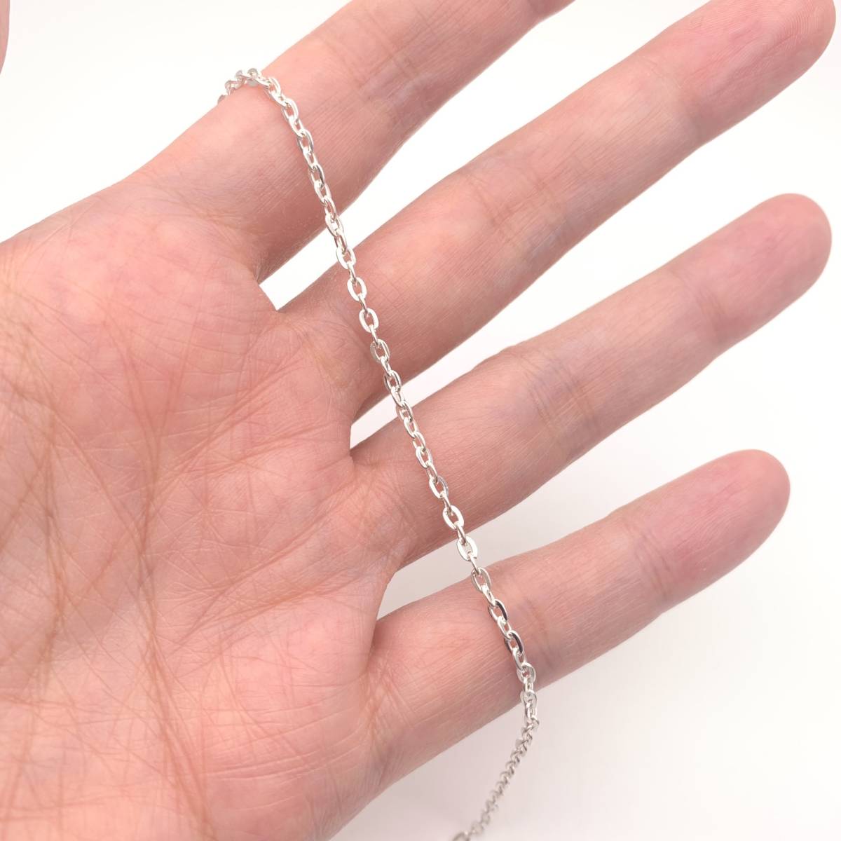 S060-S あずきチェーン 真鍮 シルバー 3mm×2.2mm 2メートル拍卖