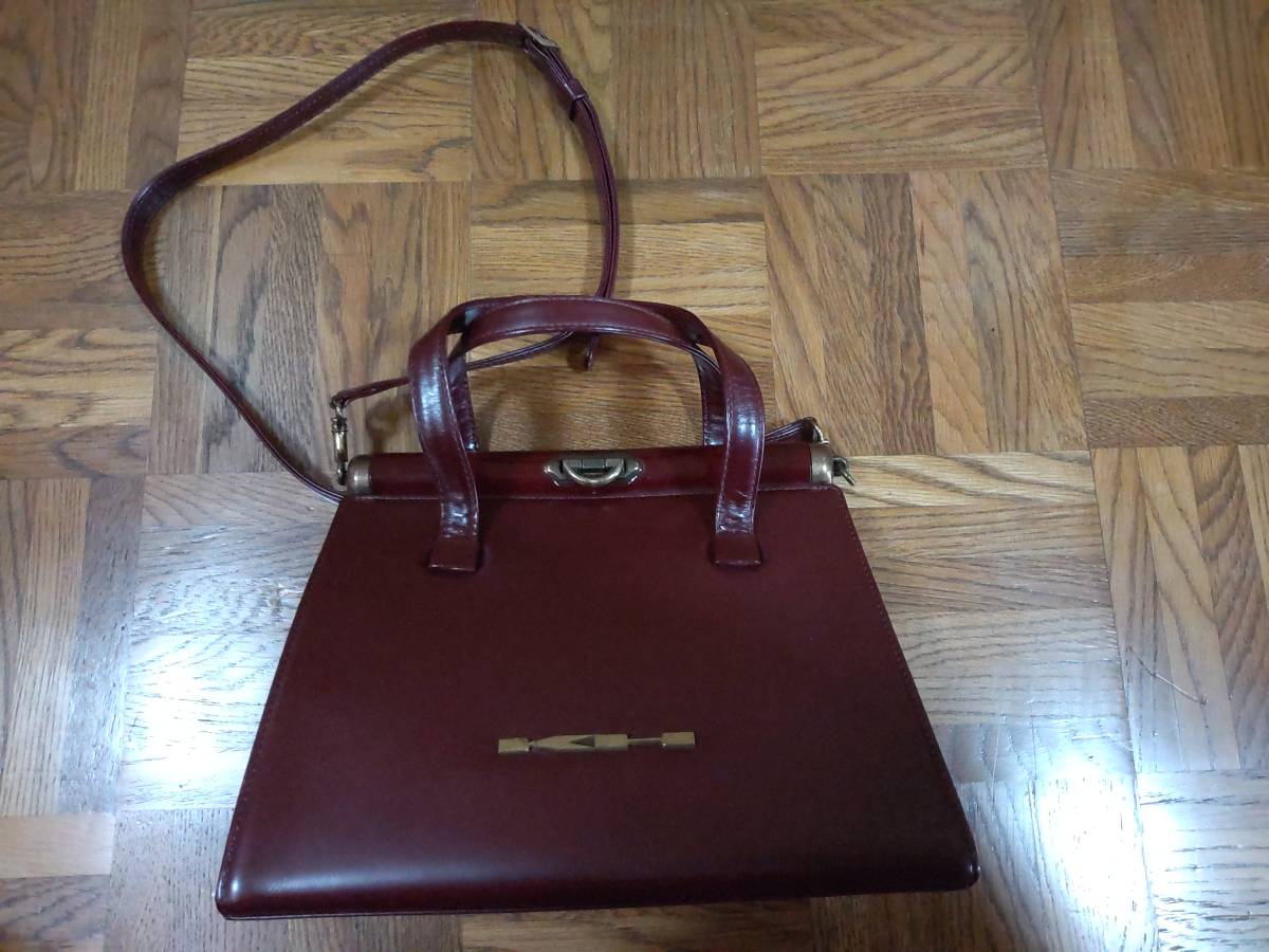 美品 キャサリンハムネット 本革 牛革 ハンドバック ショルダーバック フォーマル クラシック 茶色拍卖