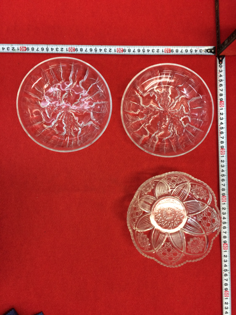 昭和レトロ_プレスガラス器/中鉢/3個_0088拍卖