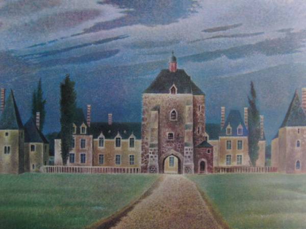 岡鹿之助、【館】、希少な大判額装用画集より、美品、日本人画家、新品額装付、送料込み拍卖