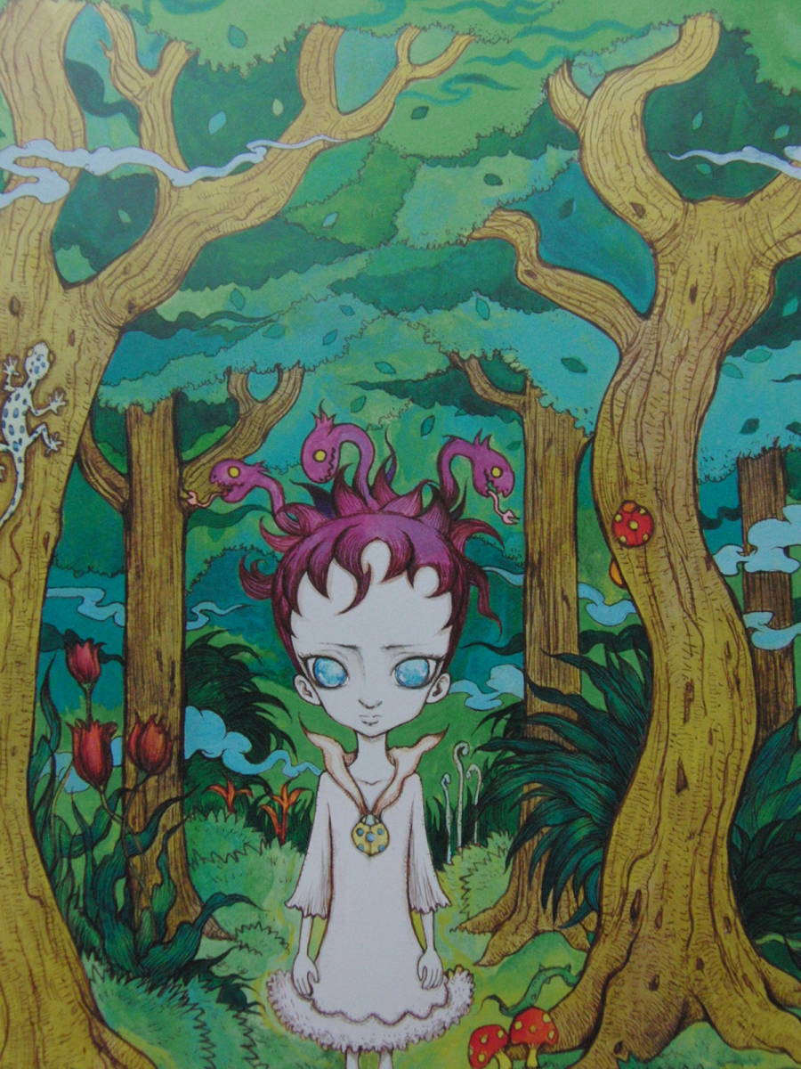 天野弓彦、【Forest】、希少な額装用画集より、状態良好、新品額装付、送料込み拍卖