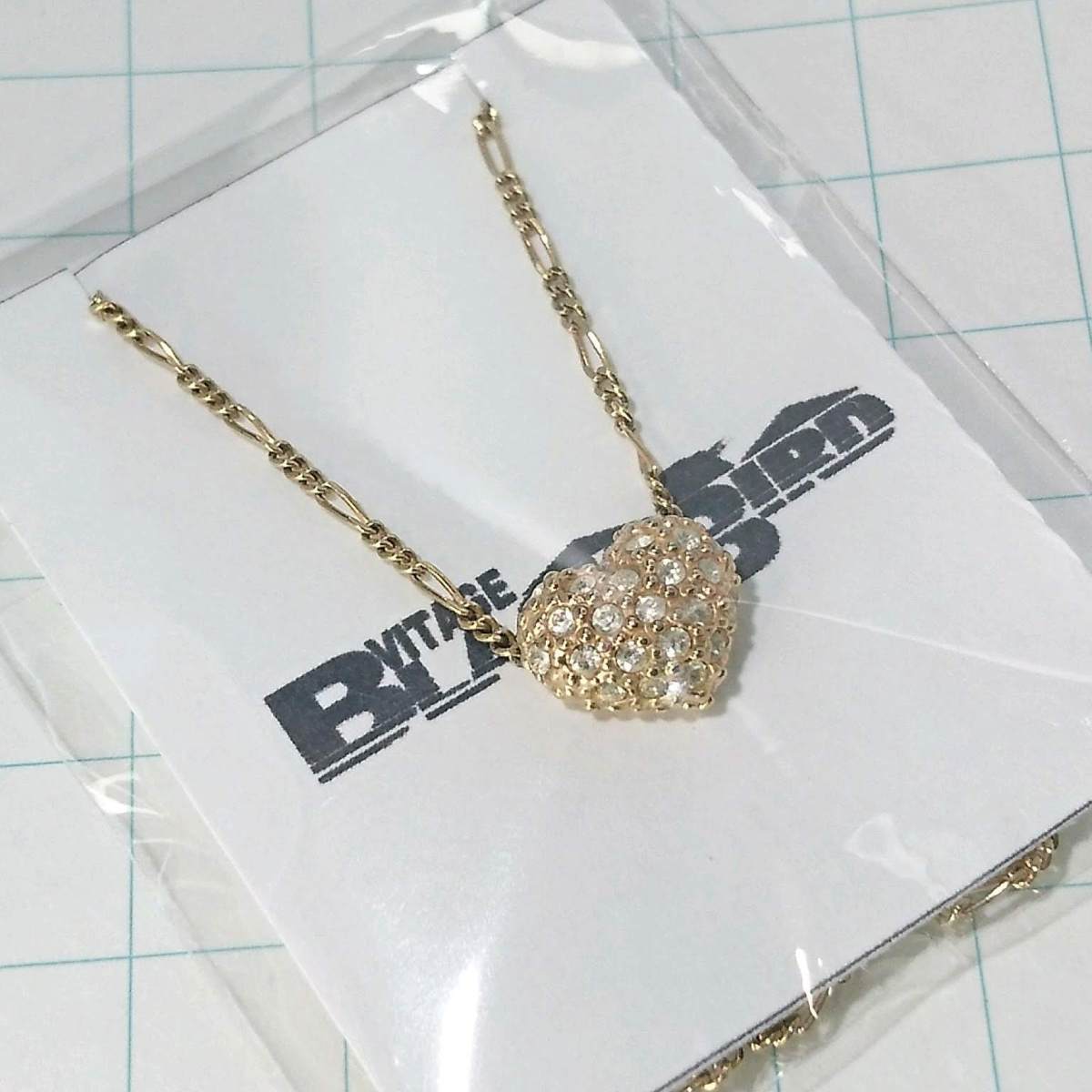 送料無料)ビンテージ☆ハートデザインペンダント☆約37cm☆アンティークネックレス A07646拍卖