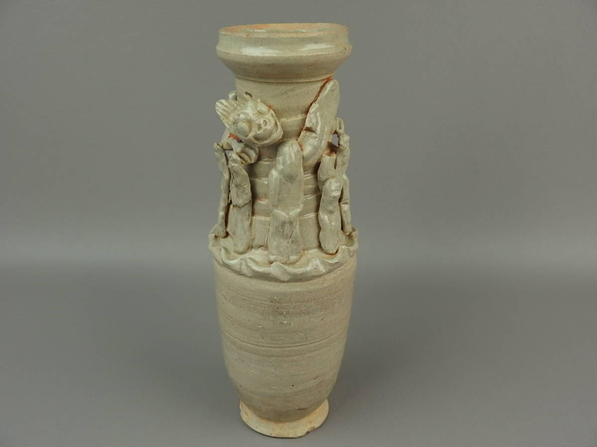 【骨董・中国】★宋時代 日月壷②★★宋白磁 貼花人物文花瓶 影青 dj261sgl.zb.8 花道 華道 神器拍卖