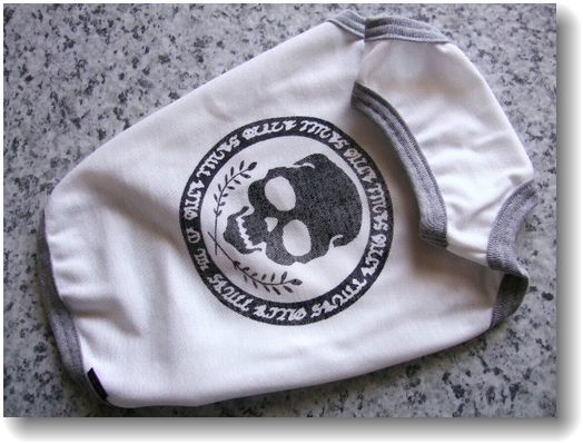 犬服V015-M■Mサイズ■トイプードル等小型犬用ドクロプリントTシャツ*白色吸発汗ハンドメイド拍卖