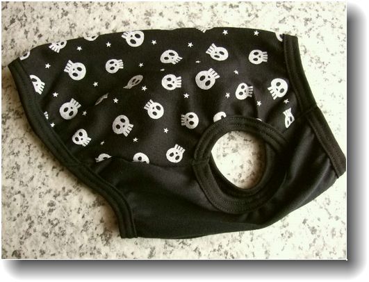 犬服W23-DS■DSサイズ■ダックスS等小型犬用ミニドクロ柄ヘビーウェイトTシャツ*黒色ハンドメイド拍卖