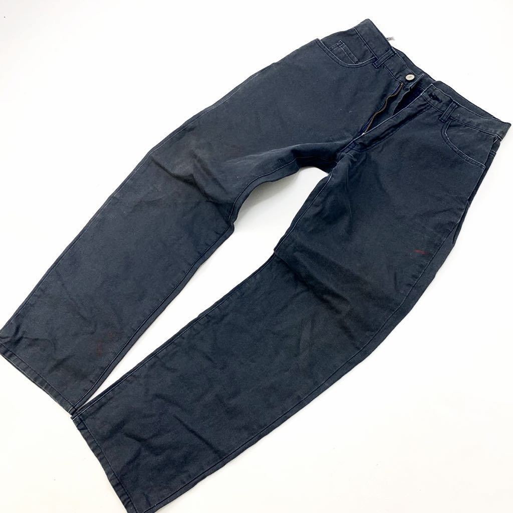 ビームス BEAMS コットン ストレートパンツ カツラギパンツ M ダークグレー 日本製 しっかり素材 左腰 裾にペンキ 雰囲気が抜群♪■Ja3457拍卖