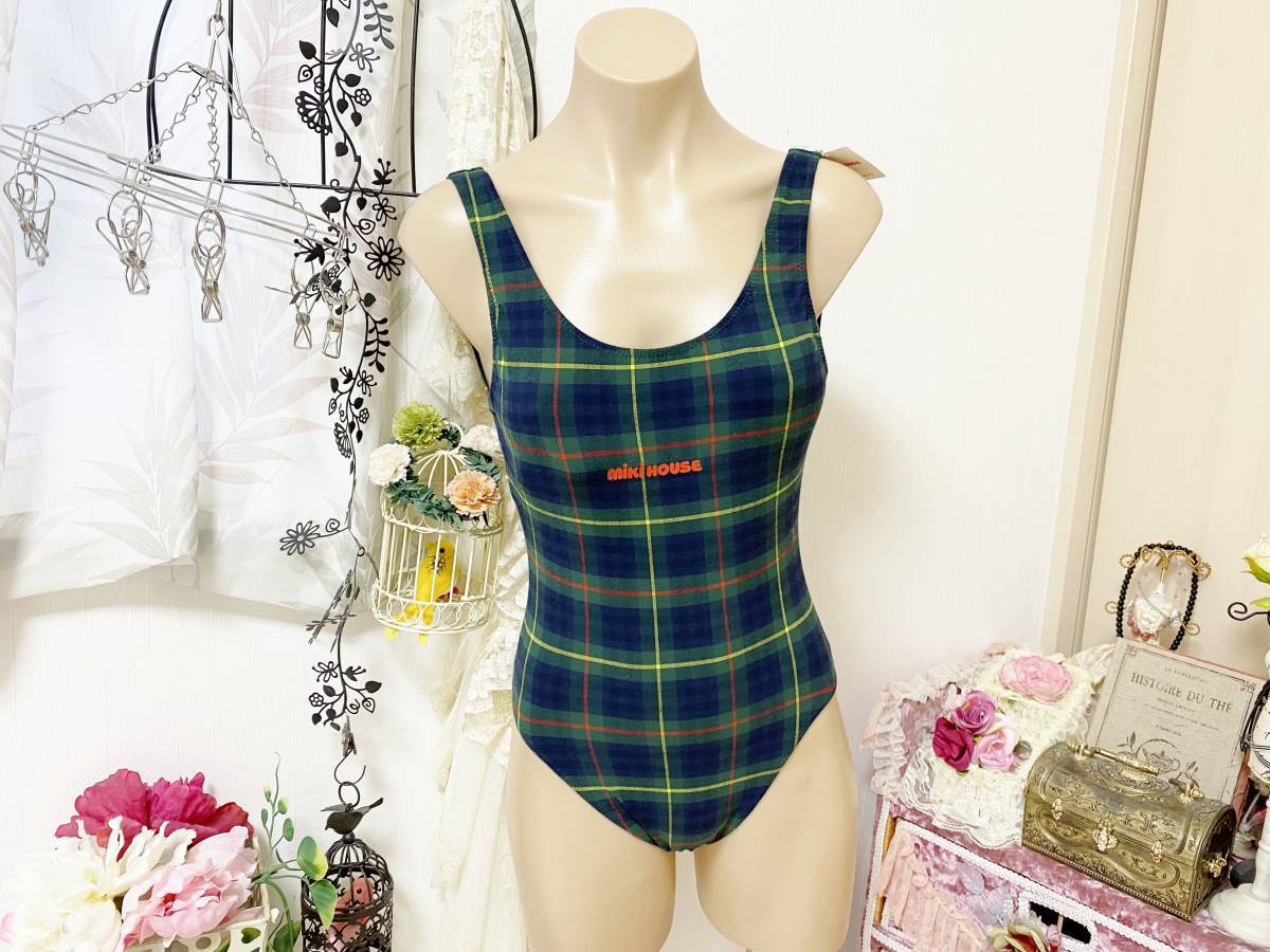 ●レディス水着 S(B:79/H80-88)●ミキハウス◆日本製/ワンピース水着:深緑x濃紺拍卖