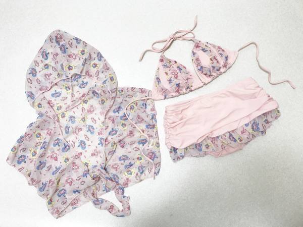 ●水着 F●BeiDiSi★Angel Luna★ソフト三角ビキニ/スカパン水着*シフォンカーディガン:ピンク拍卖