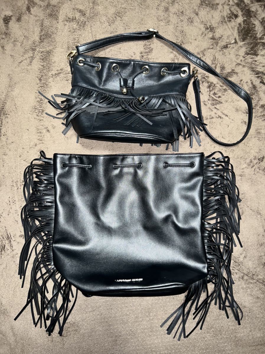 中古品 ヴィクトリアシークレット Victoria's Secret リュック イング INGNI ショルダー バッグ 2点セット フリンジ ブラック 売り切り拍卖