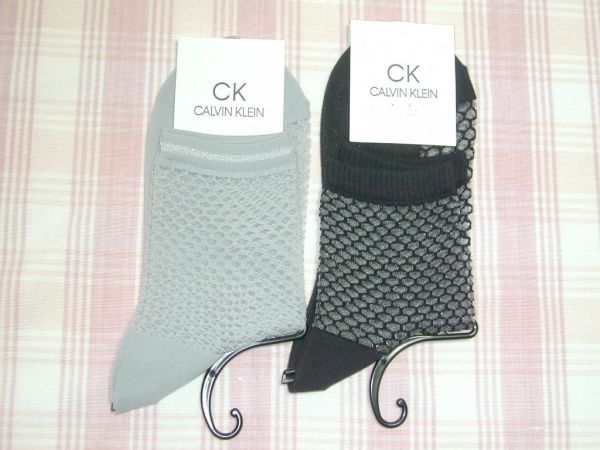 カルバンクライン*メッシュ柄のシースルー靴下2点/23-24cm/新品/送料込拍卖
