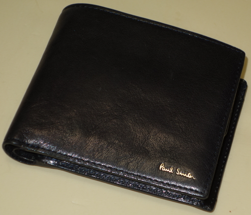 ポールスミス Paul Smith★2つ折り財布★牛革★サプルベジタンレザー マルチストライプ★ネイビーグレー拍卖