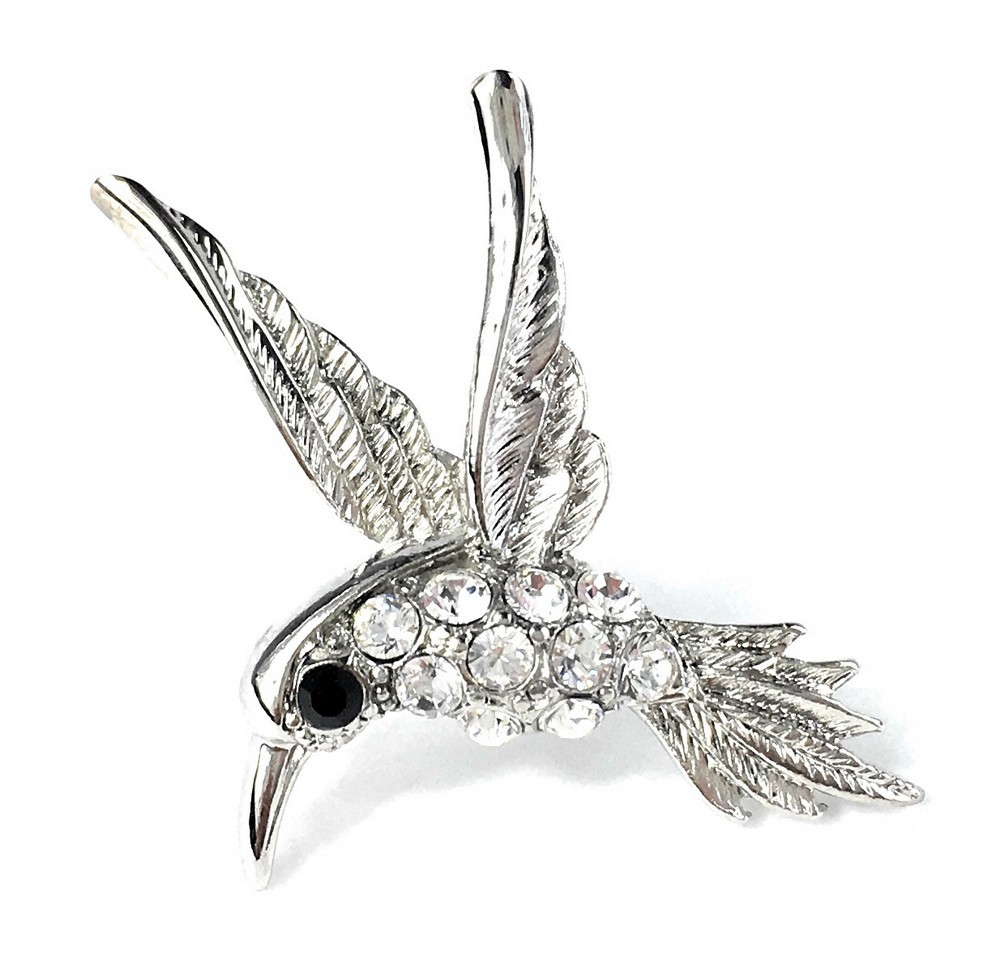 トリ ブローチ ピンバッチ 鳥ブローチ バード ピンブローチ スワロフスキー アクセサリー タイピン キラキラ拍卖