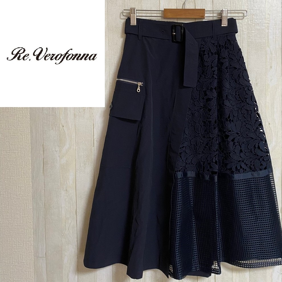 Re.verofonna★ヴェロフォンナ★レース切替ミリタリースカート★サイズ36 3-211拍卖