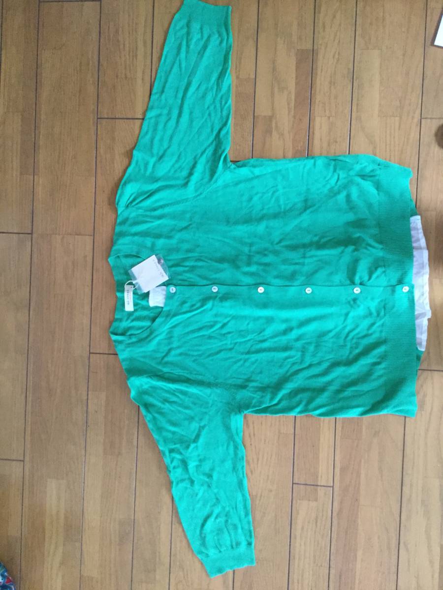 未使用タグ付きsab streetサブストリート 緑7部袖カーディガンサイズ15拍卖