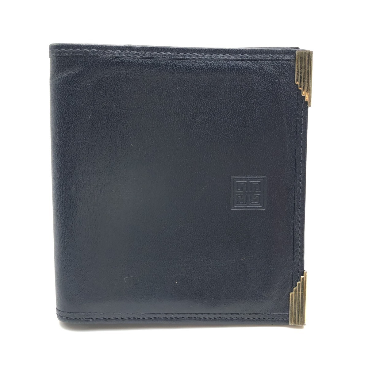 送料無料 ジバンシィ ジバンシー GIVENCHY 財布 二つ折り レザー 紺 ネイビー系 メンズ レディース拍卖