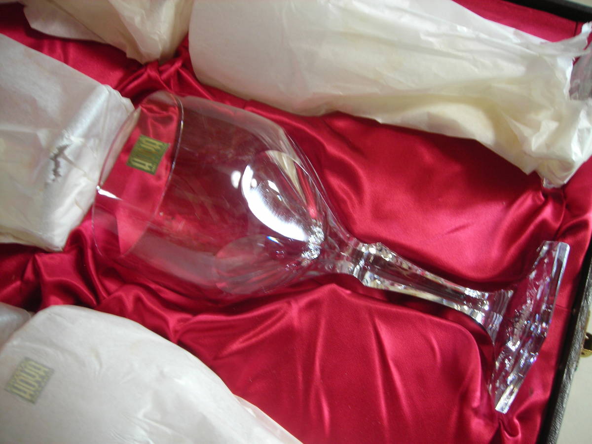 R4 04★HOYA*ホヤ*クリスタル*ワイングラス6客セット*6面カットガラス 希少 箱付拍卖