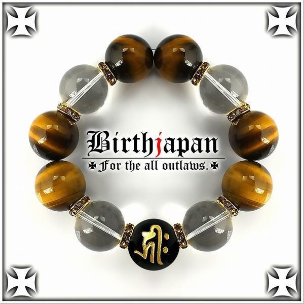 20mm/ロンデル×虎目石タイガーアイ/水晶数珠ブレスレットヤクザ拍卖