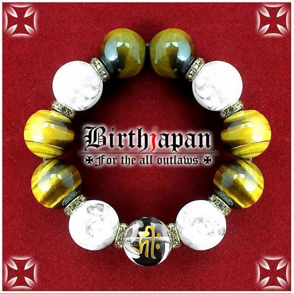 20mm/ロンデル×虎目石タイガーアイ/ハウライト数珠ブレスレット拍卖