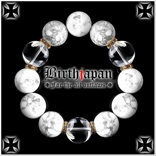 20mm/ロンデル×ハウライト/水晶数珠ブレスレット/オラオラ系拍卖