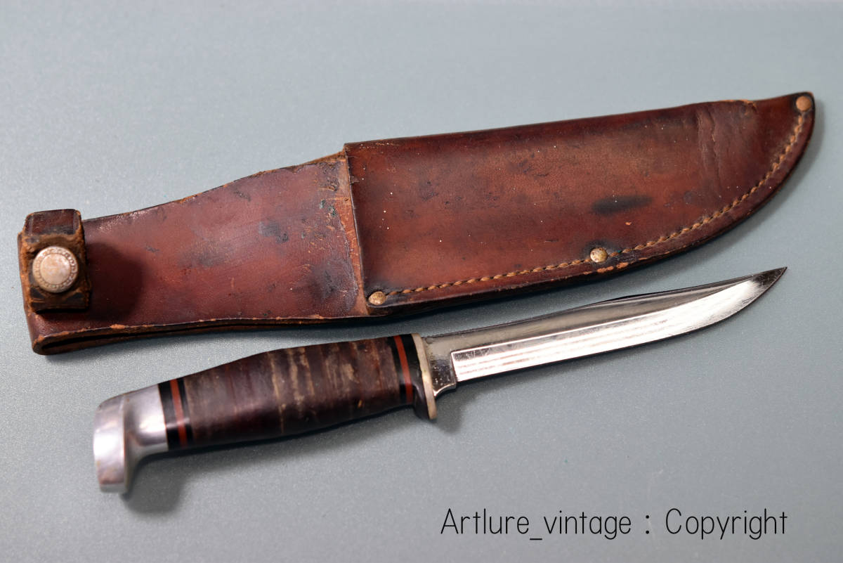 ●稀少VINTAGE KNIFE ,CASE 1940-1965年製 sheath Knife .MADE IN USA ビンテージナイフ ”ケース”(y1633-428)outdoor, camping,拍卖