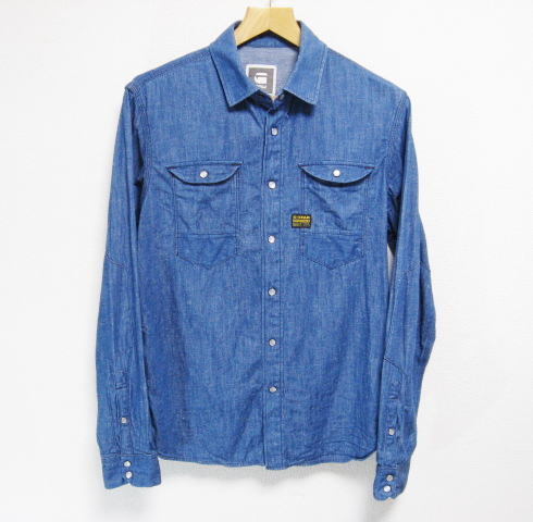 G-STAR RAW ジースターロウ デニム ランチ シャツ Mサイズ ウエスタンヨーク 3本ステッチ マチ付き拍卖