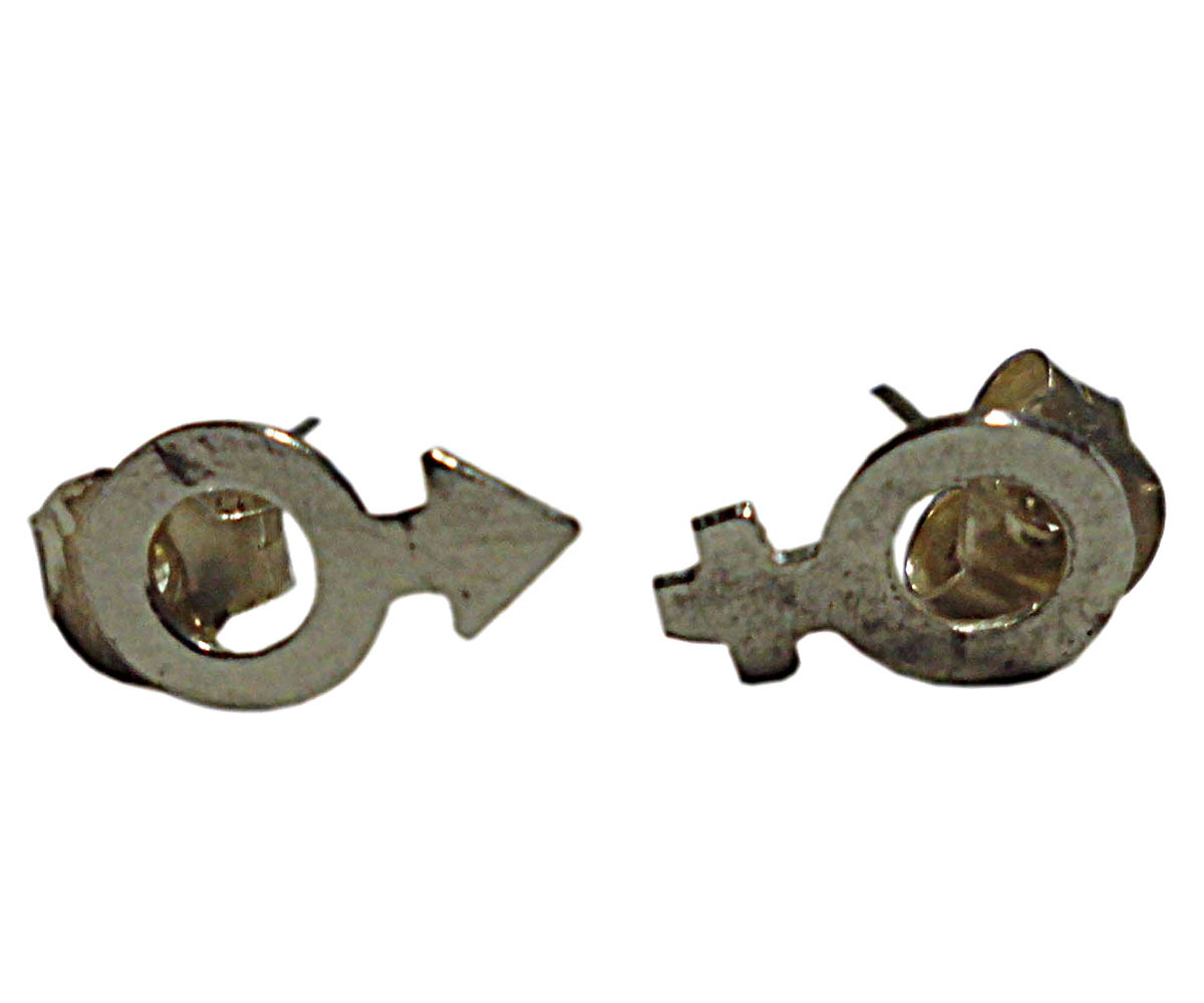 ■☆アジアン雑貨 タイ銀職人 シルバー・キャッチ付きピアス 雄雌のマーク (KCP-13)拍卖