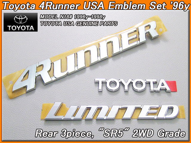 サーフN18#前期/TOYOTA/トヨタ4RUNNER純正USエンブレムセット-リア3点LIMITED/USDM北米仕様N185N180ハイラックス4ランナーUSAリミテッド拍卖