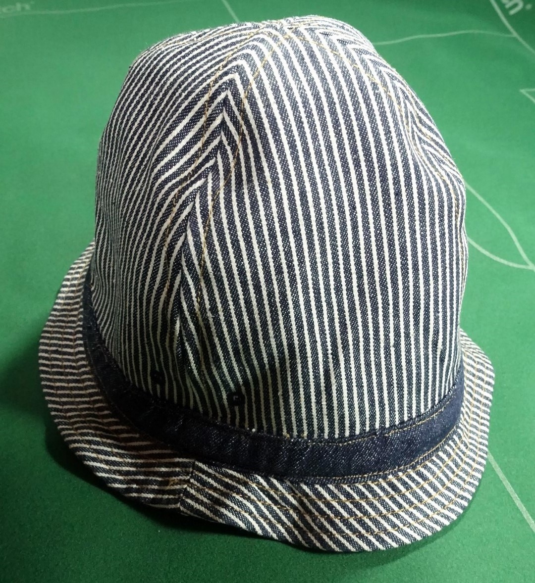 ▲ファッティーPHATEE ヘンプ混コットン ヒッコリー/デニム素材 山高帽 キャニオンハット XS-Sサイズ相当 美品!!!▲拍卖