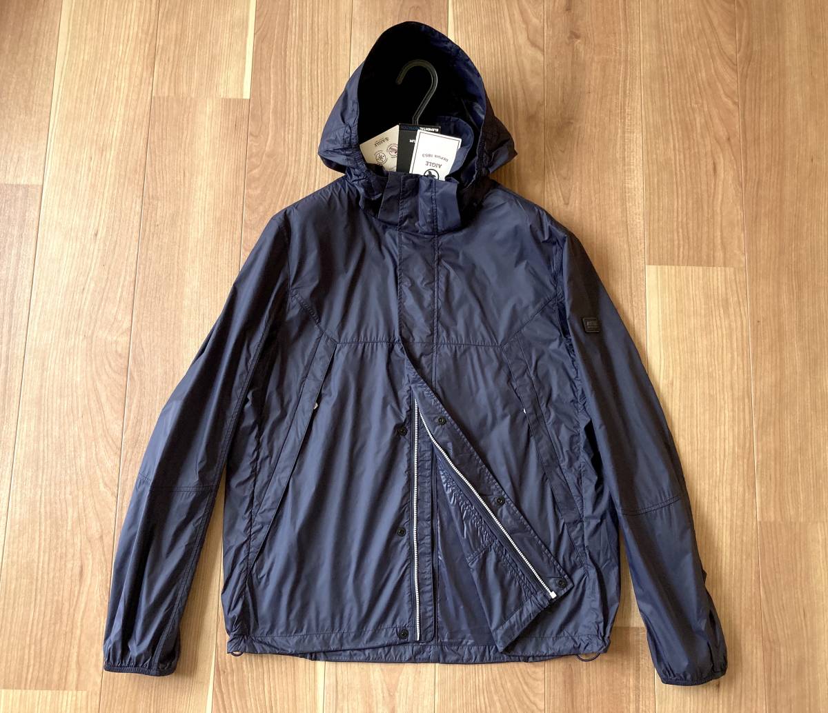 透湿・防水・軽量 / PERTEX 素材 / AIGLE / 2way DAGWOOD / navy / L / エーグル マウンテン パーカー フード ジャケット アウトドア拍卖