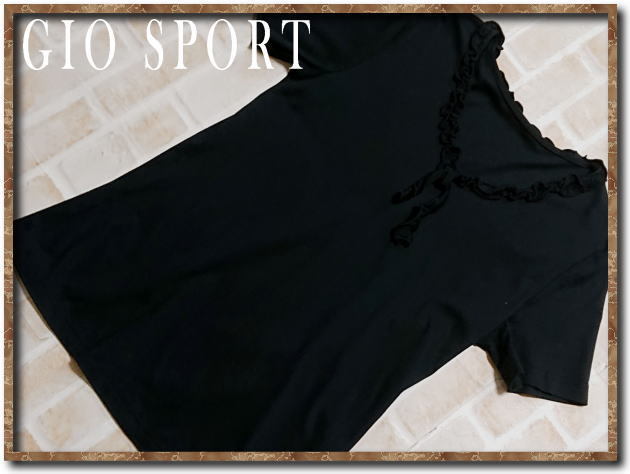 ☆GIO SPORT ジオスポーツ リボン付きカットソー 黒☆拍卖