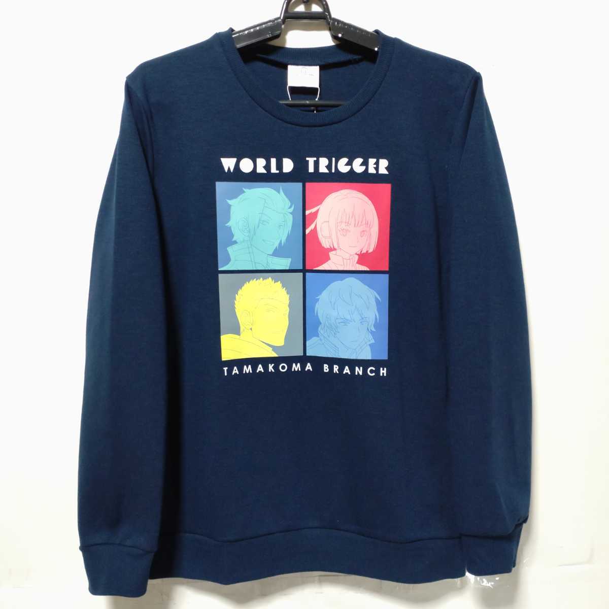 特価/未使用/WORLD TRIGGER/ワールドトリガー/子供/春夏/スムース地/トレーナー/サイズ=160cm/胸囲=76~84cm/navy拍卖