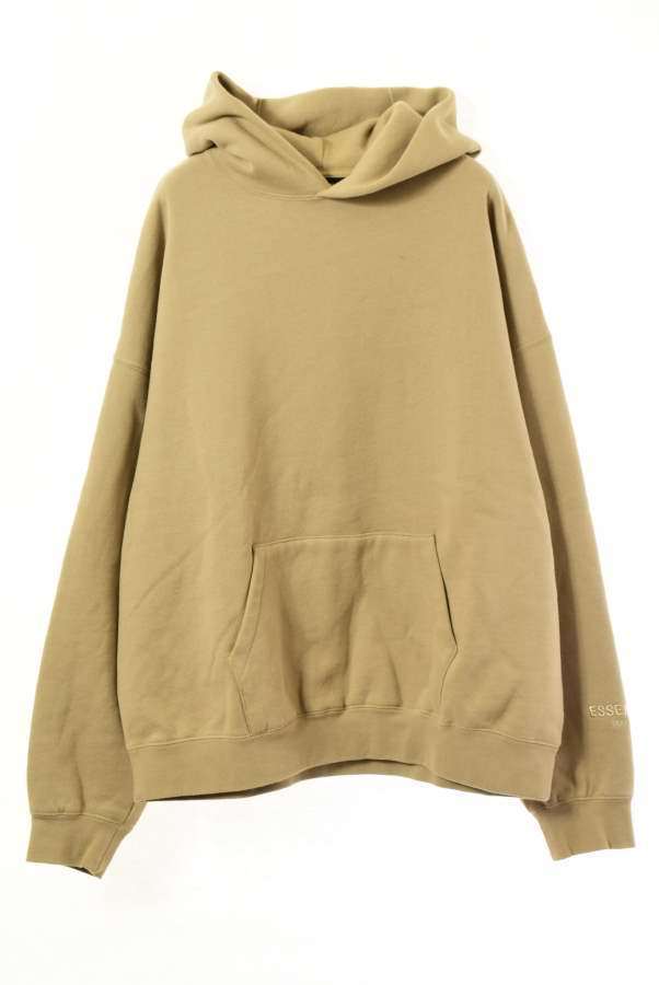 美品 Fear of God ESSENTIALS ロゴ プリント フーディ XL ベージュ フィアオブゴッド KL4CQCQU42拍卖
