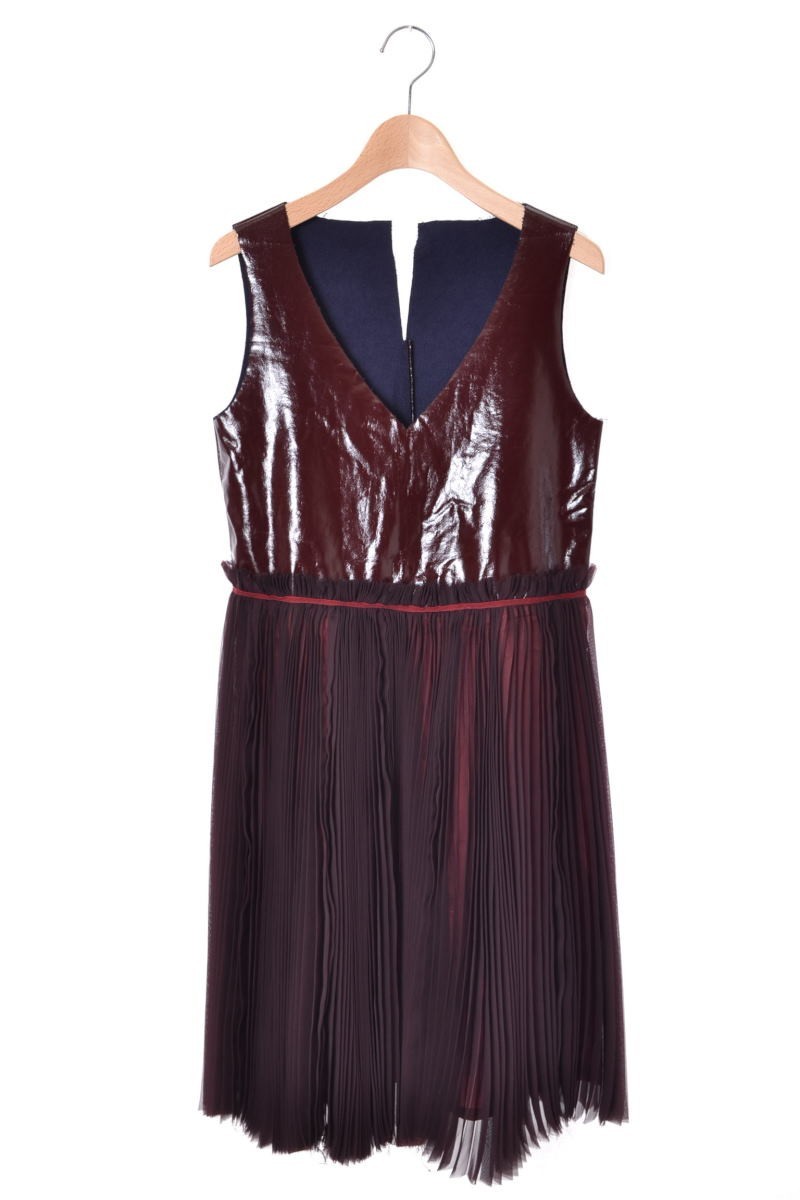 美品 Sacai コーティング プリーツ ドレス ワンピース - ボルドー サカイ KL4PCKSC55拍卖