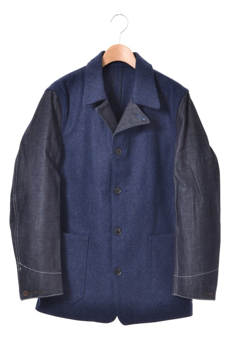 美品 FRANKLIN TAILORED melton denim cover all ジャケット 2 ネイビー フランクリンテーラード KL4UCBAU52拍卖