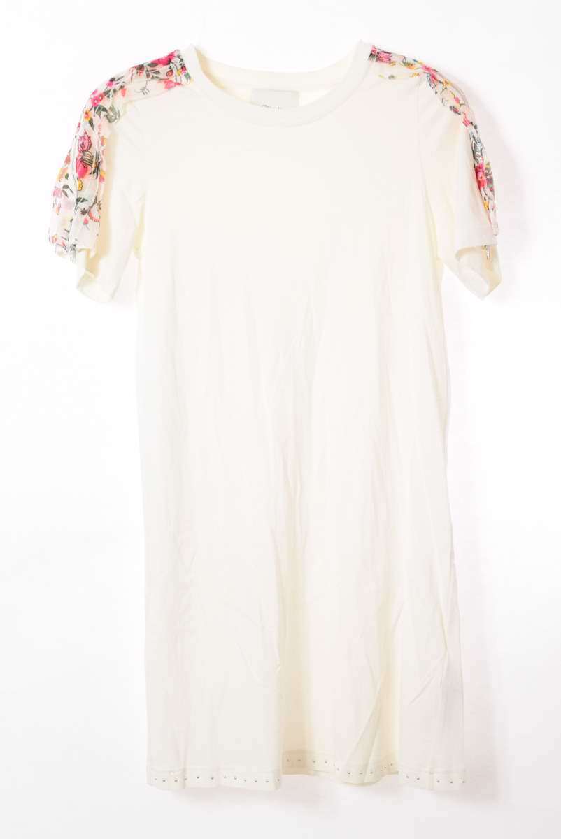 3.1 Phillip Lim フラワープリント ショルダー ロング カットソー XS ホワイト スリーワン フィリップリム KL4CLUCQ04拍卖